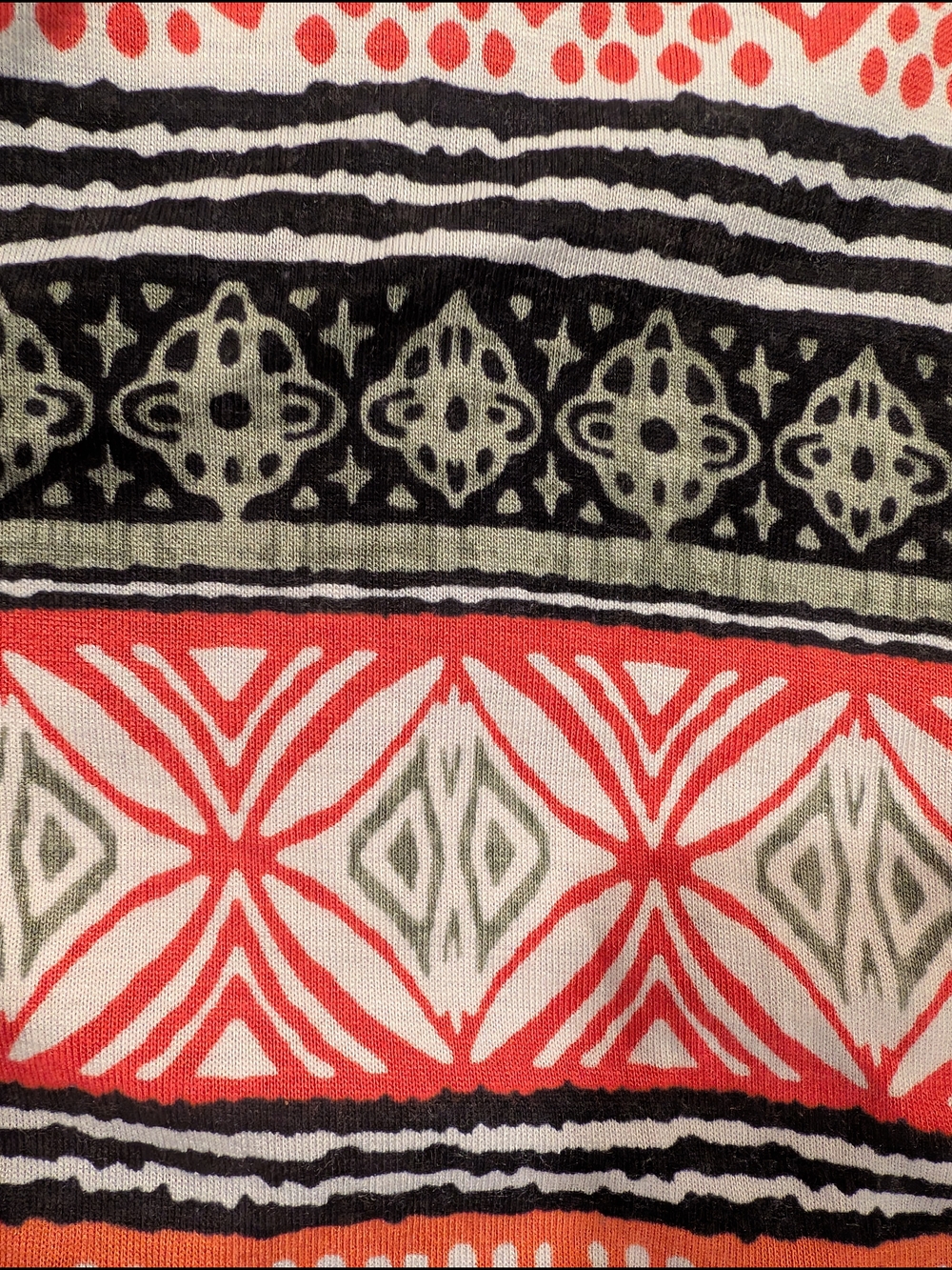 LOFT Coral, Black & Cream Aztec-Print Midi Dress - Picture 4 of 10